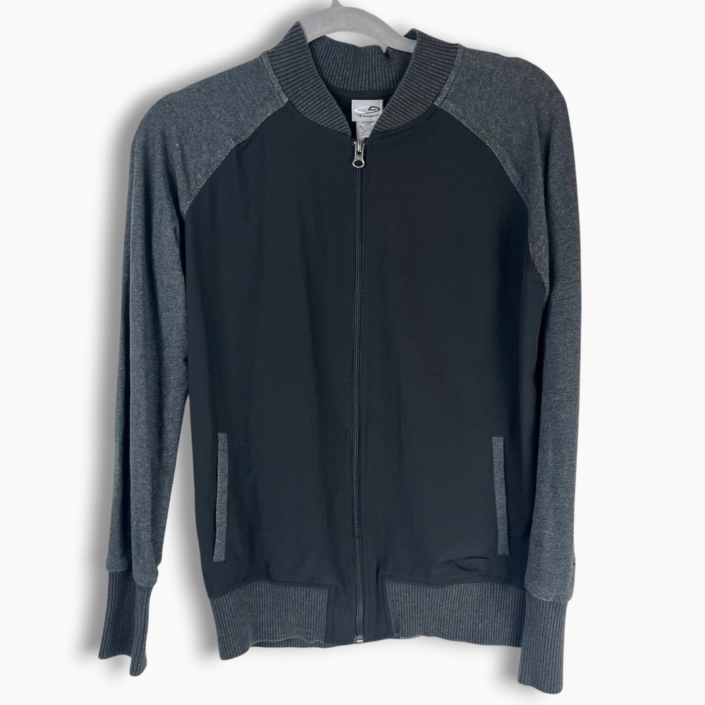 Champion C9 Mens Full Zip Track Jacket Black Gray Raglan Bomber Style Medium